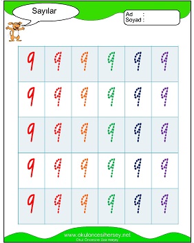 okul öncesi 1 sayısı çizgi çalışması